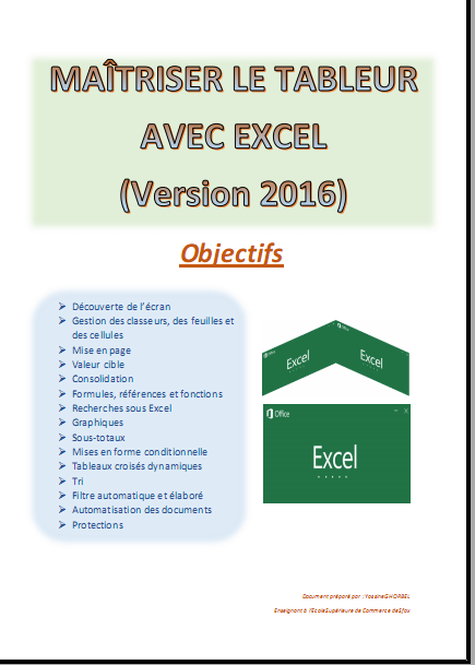 Maîtriser le tableur avec EXCEL 2016